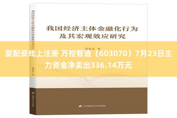 爱配资线上注册 万控智造（603070）7月23日主力资金净卖出336.14万元