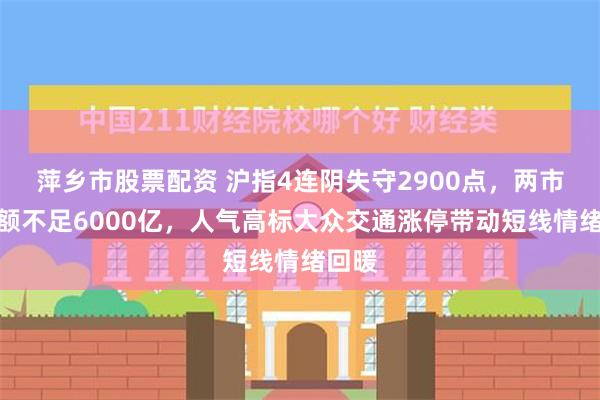 萍乡市股票配资 沪指4连阴失守2900点，两市成交额不足6000亿，人气高标大众交通涨停带动短线情绪回暖