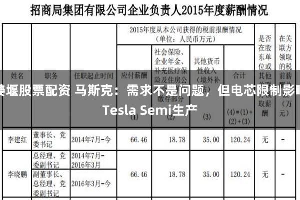 姜堰股票配资 马斯克：需求不是问题，但电芯限制影响Tesla Semi生产